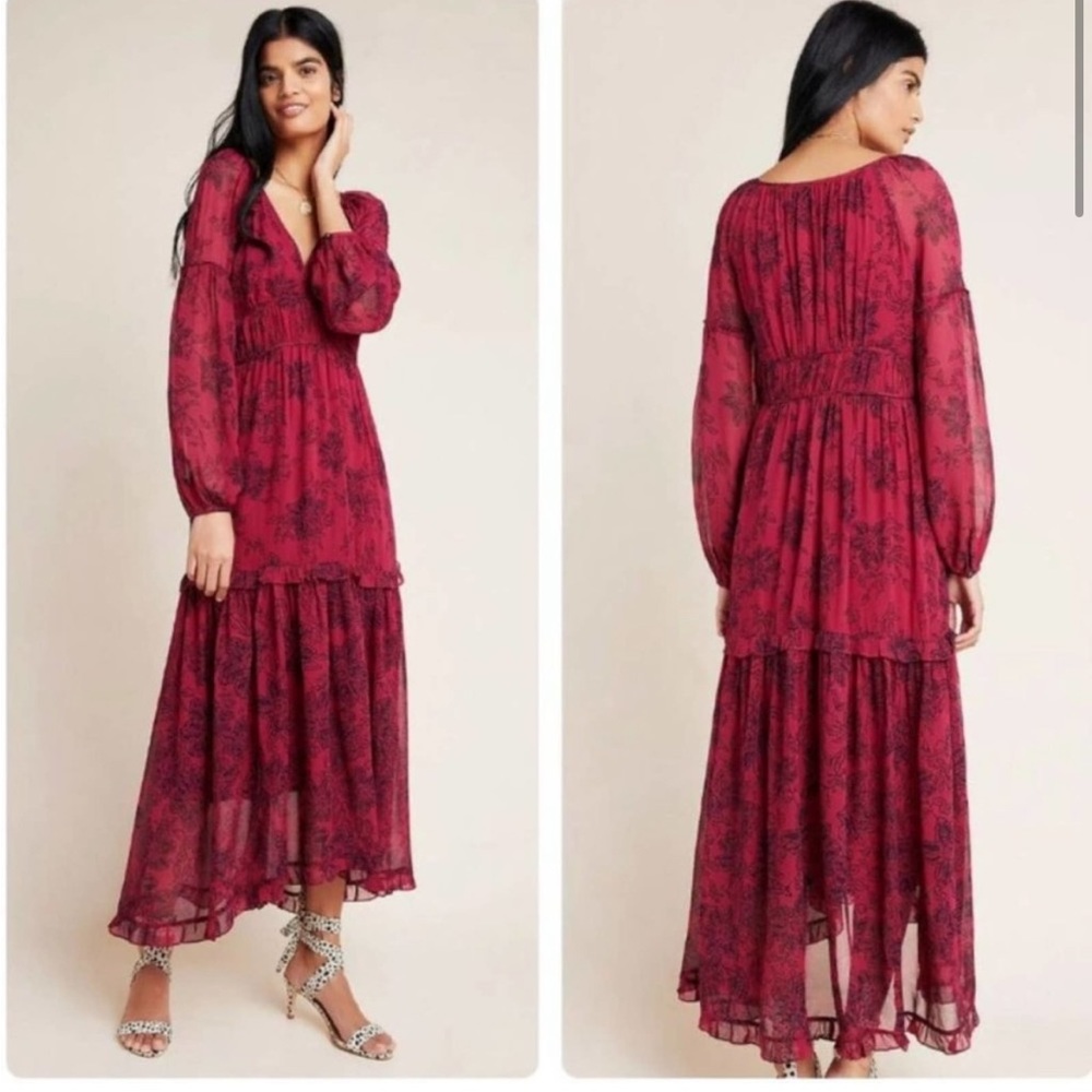 NEW Anthropologie Maeve Annabella Maxi Dress Wine